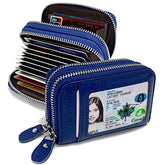 TELOSPORTS RFID Credit Card Holder, Small Leather Zipper Card Case Wallet for Women and ID Window Coin Pouch Security Travel Wallet